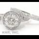 Diamond engagement ring and band 18K 1.67ct antique