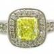18k white gold cushion cut fancy yellow diamond engagement ring bezel 1.70ctw
