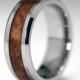 8mm Men's Tungsten Wedding Band, Mahogany Wood Inlay, Wood Ring, Mens Wood Ring, His, For Him, Gift For Him, Unique Anniversary Ring Band