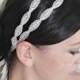 LUCY Double Crystal Bridal Headband,Rhinestones,Beaded Headpiece