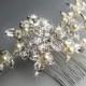 Pearl and Rhinestone Bridal Hair Comb - Silver with Ivory Pearls - BELLA