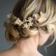Boho Gold Halo Hair Wrap, Gold Hair Wreath, Silver forehead band, Gold Wedding Flower Hair Vine, Boho Wedding Headpiece - 'VALENTINA'
