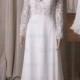 LJ224 Semi see through long sleeves lace with chiffon skirt wedding dress