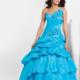 Ball Gown One Shoulder Natural Floor Length Sleeveless Beading Pick-ups Taffeta Blue Quinceanera / Prom / Homecoming / Evening Dresses By Bony 5114