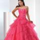 Ball Gown Sweetheart Natural Floor Length Sleeveless Beading Cascading Lace Up Organza Hot Pink Quinceanera / Prom / Homecoming / Evening Dresses By Bony 5201