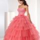 Ball Gown Strapless Natural Floor Length Sleeveless Beading Tiers Lace Up Tulle Coral Quinceanera / Prom / Homecoming / Evening Dresses By Bony 5204
