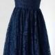 2015 A-line Sweetheart Navy Blue Lace Short Bridesmaid Dress