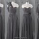 Long Bridesmaid Dress Dark Grey Bridesmaid Dress Chiffon Dress Long Convertible Prom Dress Free Custom size and color