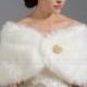 Ivory faux fur bridal wrap shrug stole shawl cape FW005-Ivory regular / plus size