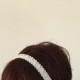 Bridal Headband, Ivory Lace Headband, Pearl Embroidered Lace Hairband, Bridal hair, Bridesmaid Headpiece, Beadwork, ReddApple