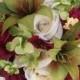 17pcs Wedding Bridal Bouquet Set Decoration Package Silk Flowers MOSSY GREEN BURGUNDY "Lily Of Angeles"