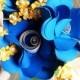 Blue, Off White, and Yellow Paper Flower Bouquet