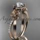 14kt rose gold diamond leaf and vine wedding ring, engagement ring ADLR214