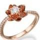 Flower Engagement Ring Rose Gold With Diamonds, Flower Ring, Gold Ring, Diamond Ring, Wedding Ring, Promise Ring, Cocktail Ring, Unique Ring