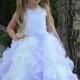 Chiffon Ivory Lilac Flower Girl Dress - Birthday Wedding Party Holiday Ivory and Lilac Flower Girl Chiffon Lace Dress