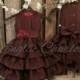 Burgundy flower girl dress. Rustic christmas wedding. Ruffle flower girl dress, red dress. Girls burgundy dress. Toddler girl birthday dress