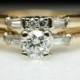 Yellow Gold Vintage Diamond Bridal Set Engagement Ring & Wedding Band Vintage Engagement Ring Jamie Kates Bridal Antique Diamond