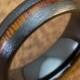 Black Ceramic Brushed Finished Ring with Hawaiian Koa Wood Inlay (7mm Width, Barrel Shaped, Comfort Fit)