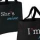Set of 2!  Bridal Gift Set, Brides, Bride and Groom, Honeymoon, Personalized Tote!