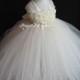 Cap Sleeve Ivory Flower Girl Dress Girl Tutu Dress Shabby Flowers Dress Tulle Dress Wedding Dress Birthday Dress Toddler Tutu Dress