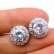 bridal wedding prom christmas party  round shape cubic zirconia luxury post white gold silver earrings stud