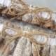 Burlap Wedding Bridal Garter Set Chantilly Lace Twine Bow Accent