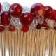 Apple Red Hair Comb, Red Wedding Hair Accessory Red Beads and Swarovski Clear Crystals  Handwired Beaded Hair Comb  Fall/Winter  Hair Comb