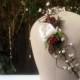 Winter flower crown, winter woods bride, red rose head wreath, christmas wedding circlet, hair vine, ivory, ecru, berry pips, pinecones