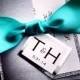 Teal Wedding Invitations, Silver Glitter Wedding Invitation and RSVP Set with Ribbon Belly Band