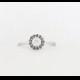 Round Brilliant Cut Diamond Halo Engagement Ring Set With Black Diamonds, White/Rose/Yellow Gold Thin Dainty Bezel Set Halo Engagement Ring