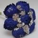 brooch bouquet, wedding bouquet, alternative bouquet, paper flower bouquet, bridal bouquet, blue peonies bouquet