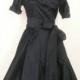 Custom Made  MARIA SEVERYNA Double Wrap Full Skirt Dress w/short sleeves  in Charcoal Grey