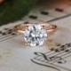 3 Carat, 4 Prong, 9mm Solitaire Engagement Ring, Round Man Made Diamond Simulant, Wedding Ring, Bridal, Sterling Silver, Rose Gold Plated