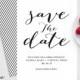 Black and White Custom Printable Save The Date / Save-The-Date Wedding Invitation Card Template 