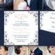 Pocket Fold Wedding Invitations "Kaitlyn" Blush Pink & Navy Blue Printable Templates Instant Download Order Any 1 or 2 Colors DIY You Print