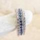 Sapphire diamond Full Eternity Ring CZ Blue Sapphire Micro Pave thin Stacking Band White Gold 1.5 mm thin wedding band gift for girlfriend
