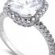 Solitaire Halo Accent Wedding Engagement Ring Sterling Silver 2.60 Brilliant Cut Carat Cushion Cut Round Clear White Diamond CZ  4-16