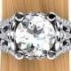 Platinum Diamond Engagement Ring, 2 Carat Elaborate Filigree Design with Accent Diamonds, Inspired by Crown Jewelry - Free Gift Wrapping