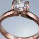 Modified Tension Channel Set Cushion Cut Moissanite Solitaire Engagement Ring in 14K Rose Gold - Alternative Engagement Ring, Recycled Metal