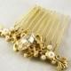 Gold Hair Comb, Bridal hair accessories, Boho bride Wedding headpiece, Swarovski golden crystal comb, Gold hair piece, Bridal Hair Jewelry