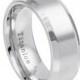 8mm White Titanium Ring Brushed Center Shiny Beveled Edge Men Women Wedding Engagement Anniversary Band White Titanium Ring Size 6-13