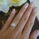 3/4 ctw, Halo Wedding Ring, Bridal Set, Man Made Diamond Simulants, Art Deco Engagement Ring, Wedding Ring, Promise Ring, Sterling Silver