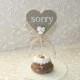 HEART cake topper,  Burlap HEART Cupcake Toppers, SORRY sign, Rustic cake topper,