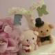 Pig, Piggy and Piglet bride and groom wedding cake topper---k705