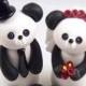 Panda Cake Topper, Wedding Cake Topper, Bride and Groom, Personalized Figurines, Handmade Wedding Decoration