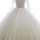 Beautiful Flower Off Shoulder Long sleeve  Knee Length Princess Ball Gown Wedding Dress with Sheer Low Back