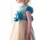 baby flower dress-gold baby dress-flower girl dress-Handmade in Europe-baby wedding dress-turquoise baby dress-size 18m - 5Y