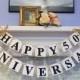 Happy Anniversary Banner Silver Anniversary Party Prop Golden Anniversary Decoration 25th or 40th or 50th You Pick the Colors