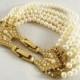 Bridal Pearl Bracelet, Freshwater pearl jewelry, Bridal accessories, Vintage Gold pearl bracelet, Tiny pearls inlay, Wedding pearl bracelet