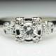 Vintage Art Deco Illusion Set Diamond Engagement Ring 14k White Gold